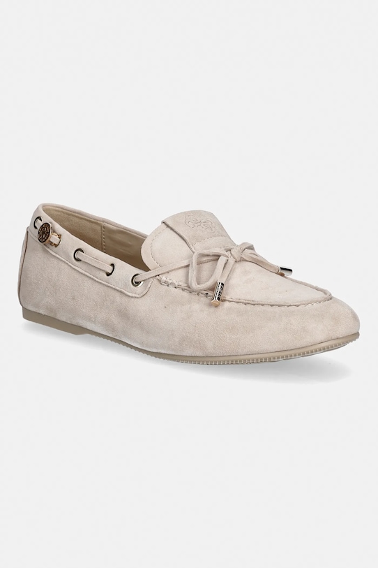 Μοκασίνια σουέτ Guess AISHA φλατ μπεζ FLPAIS.SUE14.BEIGE