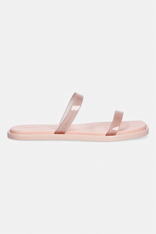Calvin Klein papuci pentru femei JELLY SNDL DOUB BAR SHINY ST TPU HW0HW02963 roz SS26