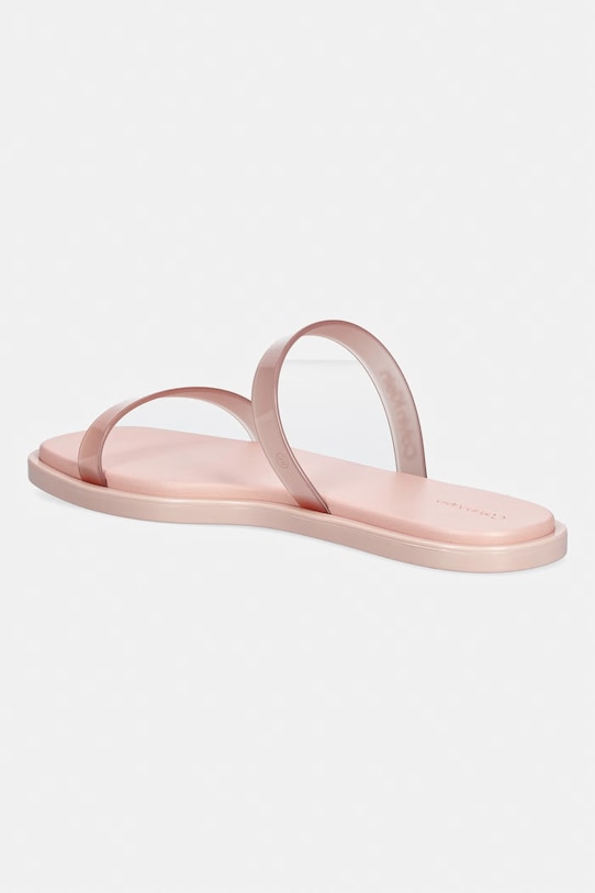 Încălțăminte Calvin Klein papuci pentru femei JELLY SNDL DOUB BAR SHINY ST TPU HW0HW02963 roz