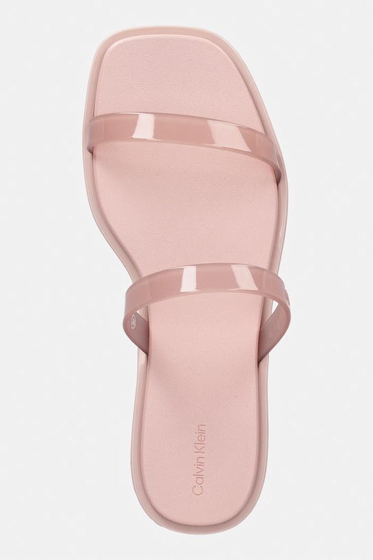 Calvin Klein papuci pentru femei JELLY SNDL DOUB BAR SHINY ST TPU roz HW0HW02963