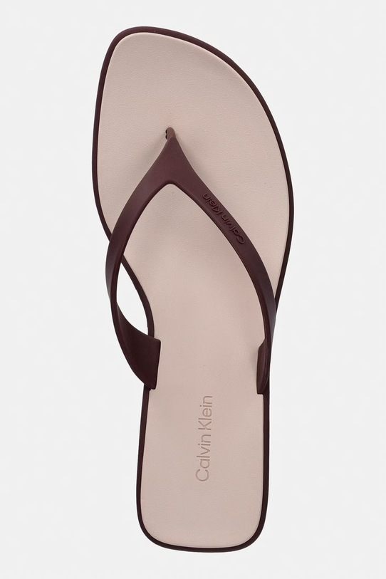 Calvin Klein șlapi pentru femei FLIP FLOP KITTEN HEEL THONG TPU burgundia HW0HW02965
