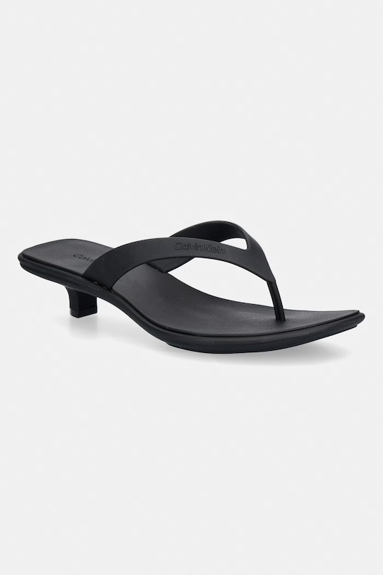 Calvin Klein șlapi pentru femei FLIP FLOP KITTEN HEEL THONG TPU negru HW0HW02965