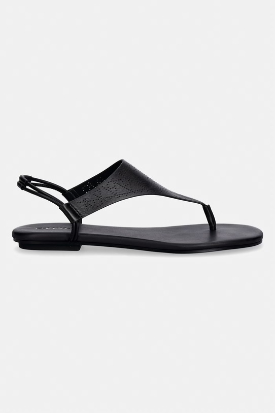 Calvin Klein sandály dámské kožené ORG FLAT SNDL THONG LTH AOP HW0HW02858 černá SS26