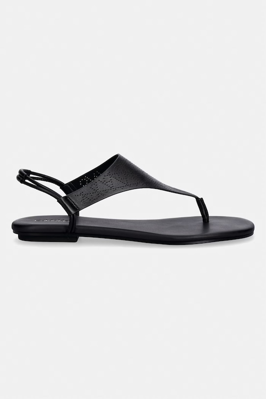 Calvin Klein sandale pentru femei din piele ORG FLAT SNDL THONG LTH AOP HW0HW02858 negru SS26