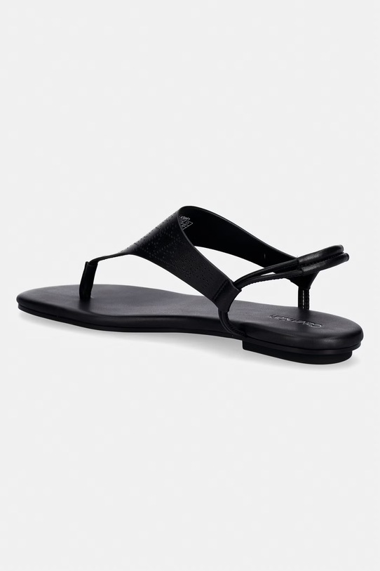 Boty Calvin Klein sandály dámské kožené ORG FLAT SNDL THONG LTH AOP HW0HW02858 černá