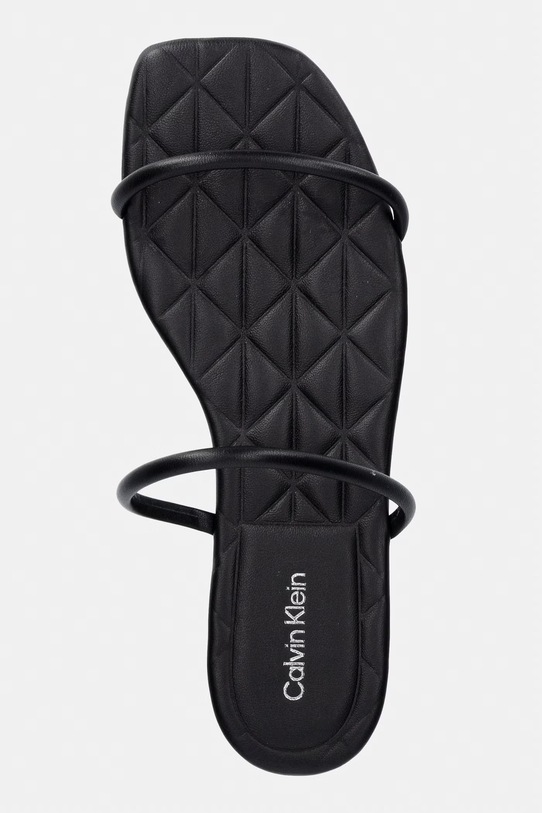 Calvin Klein papuci pentru femei, din piele SQUARE FLAT SNDL QUILT LTH negru HW0HW02859