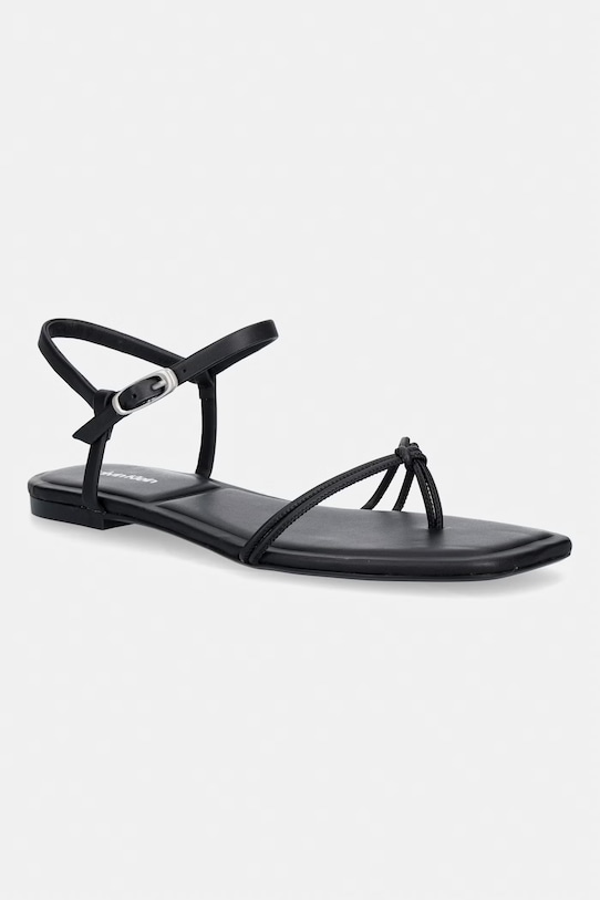 Calvin Klein sandale pentru femei SQUARE FLAT SANDAL STRAP LTH negru HW0HW02863