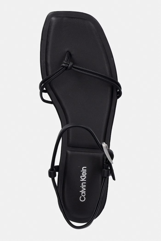 Calvin Klein sandale pentru femei SQUARE FLAT SANDAL STRAP LTH negru HW0HW02863