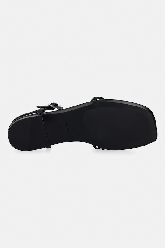Calvin Klein sandale pentru femei SQUARE FLAT SANDAL STRAP LTH HW0HW02863 negru