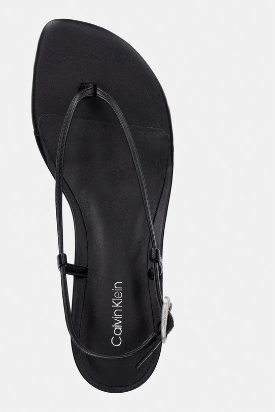 Calvin Klein sandale din piele KITT HEEL SNDL STRAPPY SLING LTH negru HW0HW02918