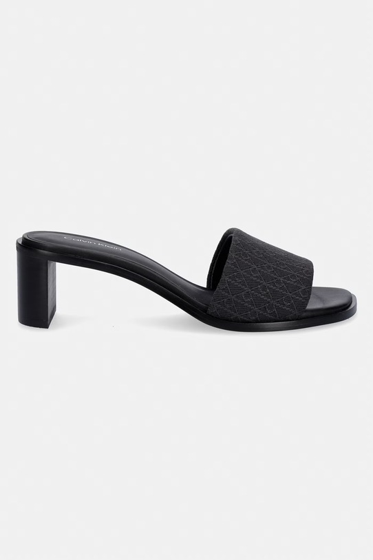 Calvin Klein šľapky na podpätku dámske BLOCK HEEL SANDAL AOP HW0HW03016 čierna SS26
