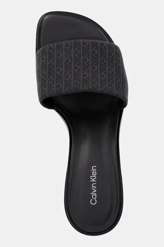 Calvin Klein papuci cu toc de damă BLOCK HEEL SANDAL AOP negru HW0HW03016