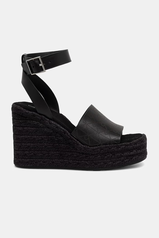 Calvin Klein sandály WEDGE ESPAD 70 AOP LTH HW0HW03138 černá SS26