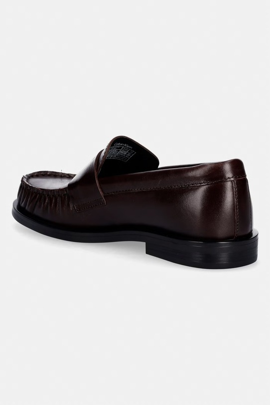 Obuwie Calvin Klein loafersy damskie skórzane ROUND LOAFER LTH HDW HW0HW03031 brązowy