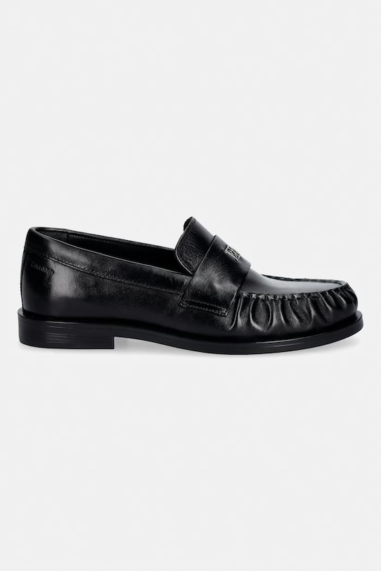 Calvin Klein loafersy damskie skórzane ROUND LOAFER LTH HDW HW0HW03031 czarny SS26
