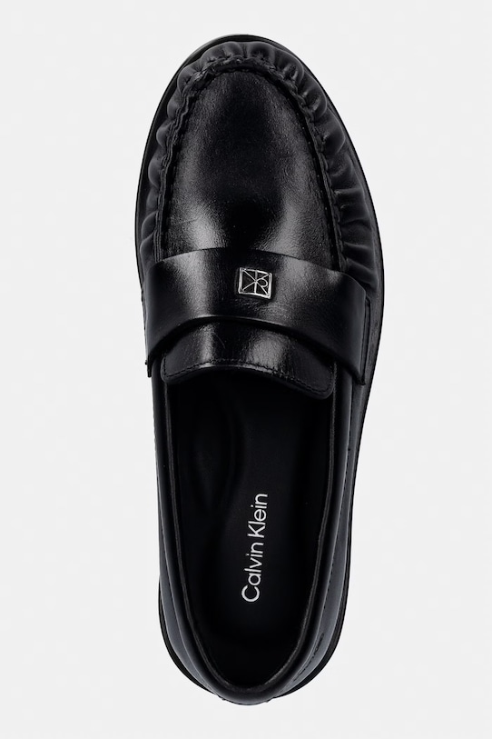 Calvin Klein loafersy damskie skórzane ROUND LOAFER LTH HDW czarny HW0HW03031