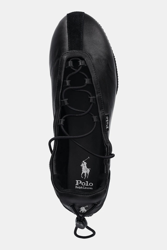 Δερμάτινες μπαλαρίνες Polo Ralph Lauren Ballerina Lace Up μαύρο 804P08221001