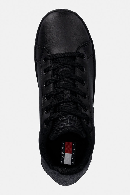 Шкіряні кросівки Tommy Jeans TJW FLATFORM ESS MU чорний EN0EN02918