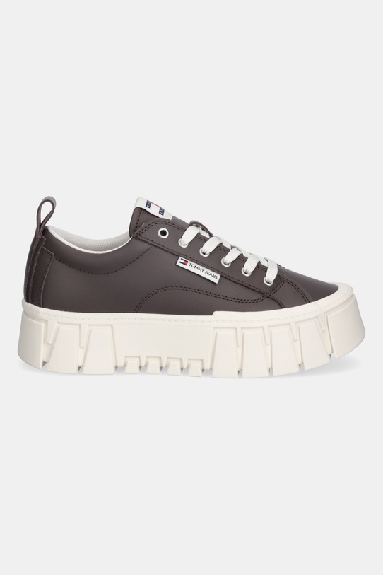 Tommy Jeans sneakersy skórzane TJW VULC FLATFORM LEATHER EN0EN03008 brązowy SS26