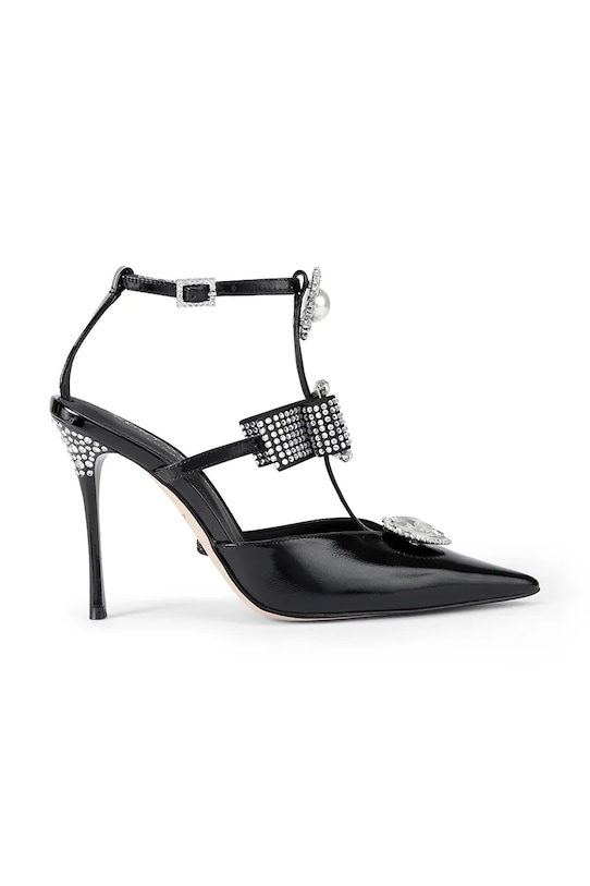 Kožne štikle Kurt Geiger London Bow Point Gladiator Court štikla crna 5382300309