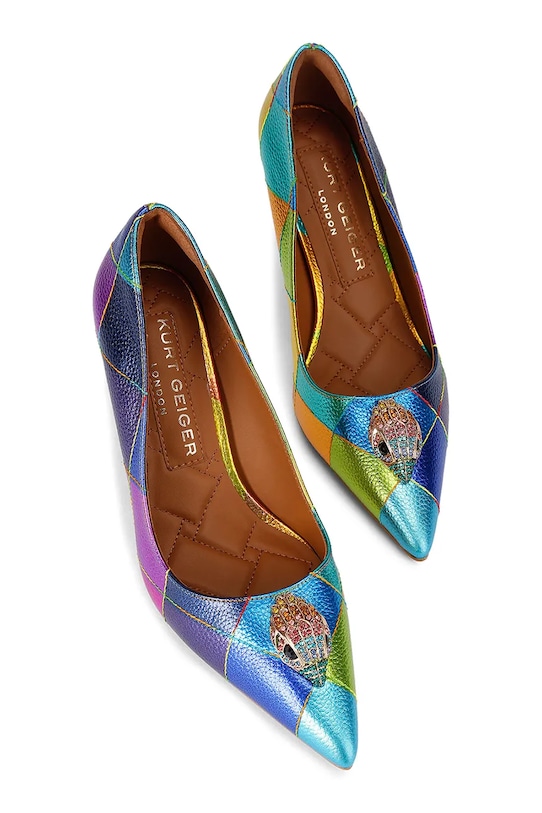 Kurt Geiger London szpilki skórzane Belgravia Eagle Court 3939969189 fioletowy SS26