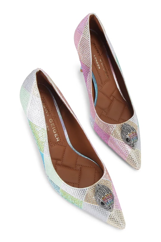 Kurt Geiger London szpilki skórzane Belgravia Eagle Court 3939999609 srebrny SS26