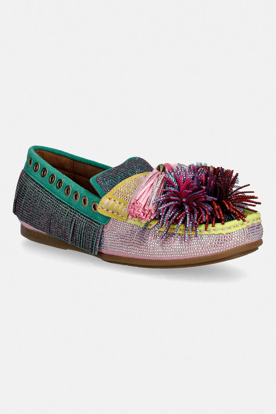 Kurt Geiger London mokasyny zamszowe Pom Pom Moccasin płaski multicolor 4369599209