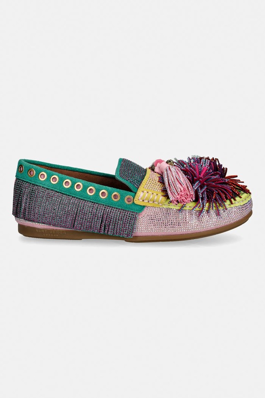 Kurt Geiger London mokasyny zamszowe Pom Pom Moccasin 4369599209 multicolor SS26