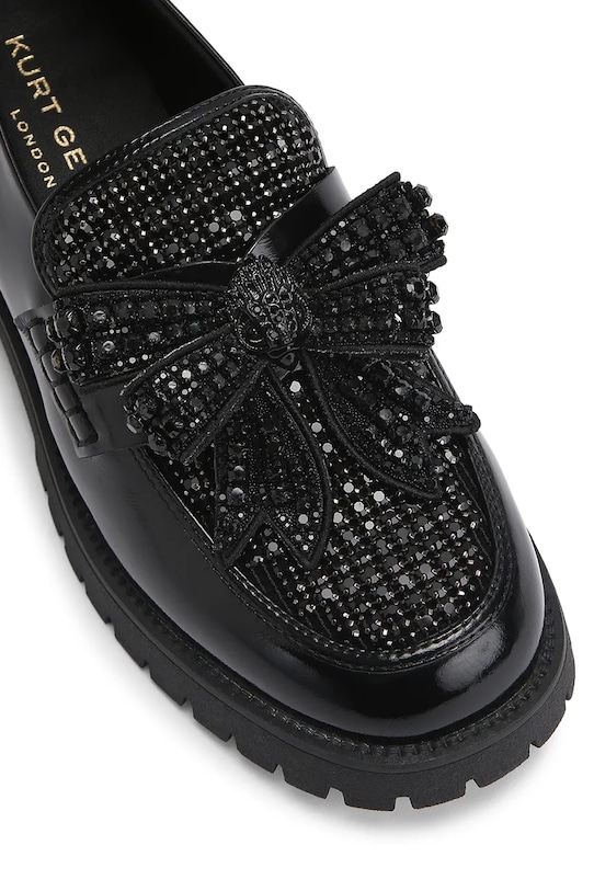 Obuwie Kurt Geiger London mokasyny skórzane Bow Crystal Loafer 5388400109 czarny