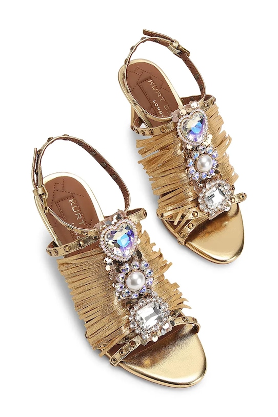Kurt Geiger London sandały skórzane Jewel Fringe Sandal 5387261189 złoty SS26