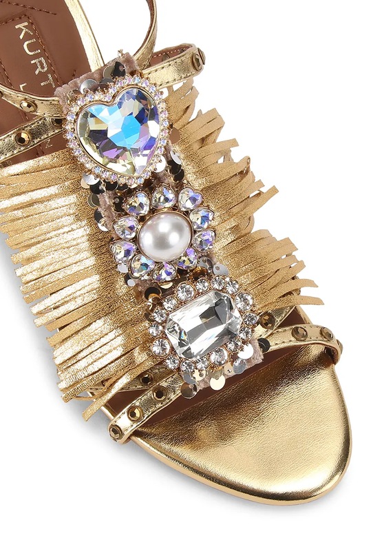 Obuwie Kurt Geiger London sandały skórzane Jewel Fringe Sandal 5387261189 złoty