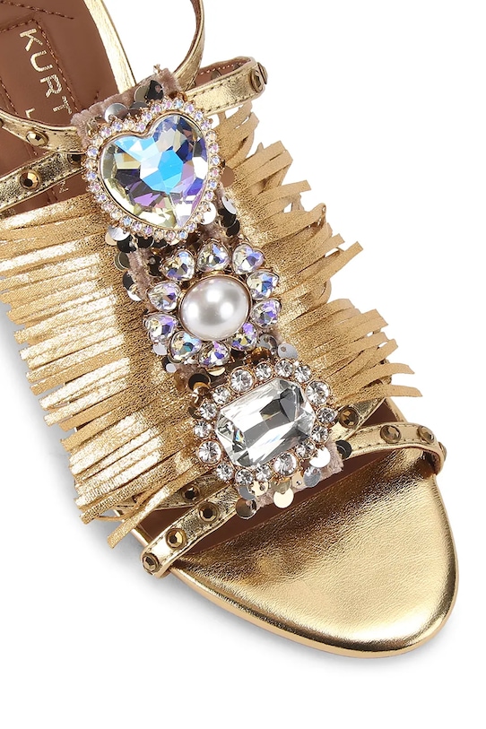 Obuwie Kurt Geiger London sandały skórzane Jewel Fringe Sandal 5387261189 złoty