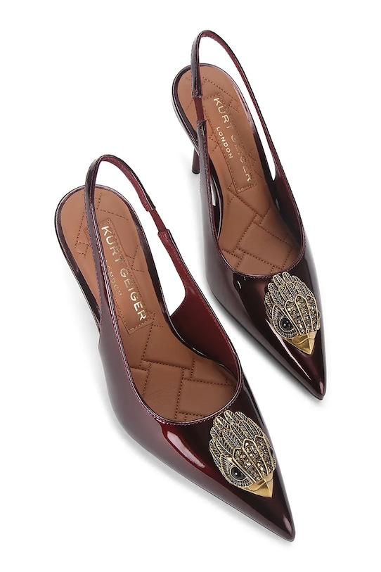 Kurt Geiger London szpilki skórzane Large Eagle Sling 5386454309 bordowy SS26