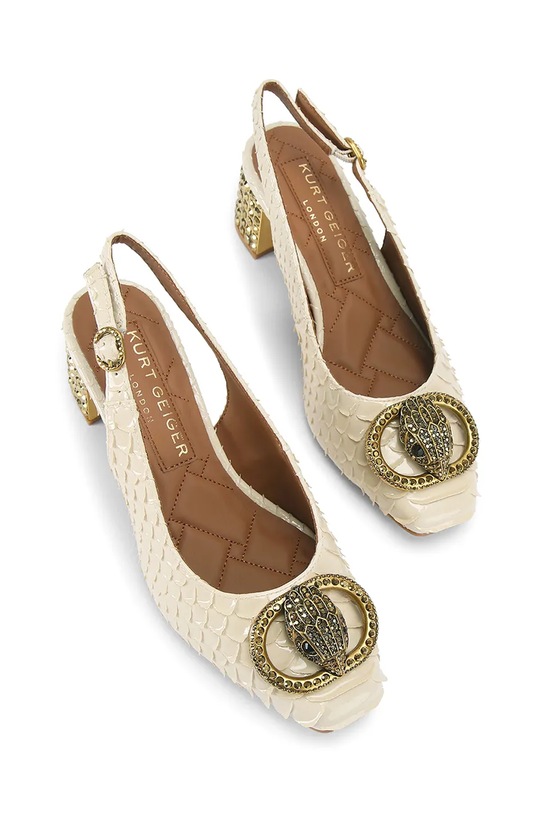 Kurt Geiger London czółenka skórzane Chelsea Block Slingback 3415042719 beżowy SS26
