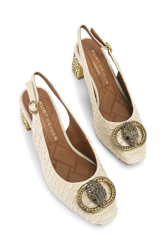 Kurt Geiger London czółenka skórzane Chelsea Block Slingback 3415042719 beżowy SS26