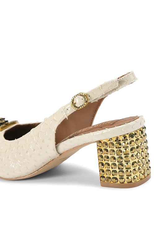 Kurt Geiger London czółenka skórzane Chelsea Block Slingback 3415042719 beżowy