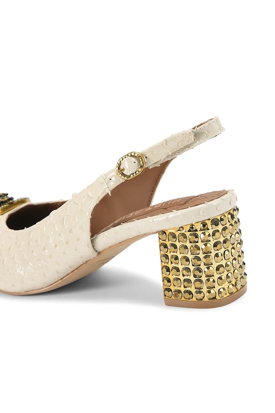 Kurt Geiger London czółenka skórzane Chelsea Block Slingback 3415042719 beżowy