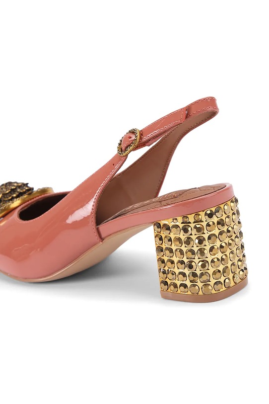 Kurt Geiger London czółenka skórzane Chelsea Block Slingback 3415017309 brązowy