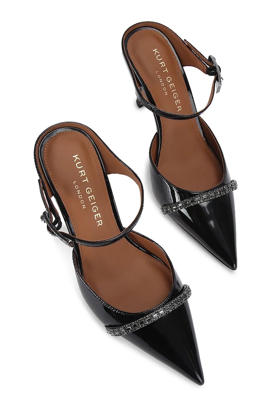 Kurt Geiger London klapki skórzane Strass Point Mule 5394000309 czarny SS26