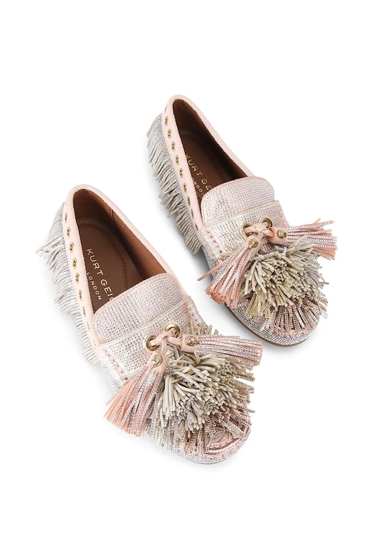 Kurt Geiger London mokasyny zamszowe Pom Pom Moccasin 4369565609 srebrny SS26