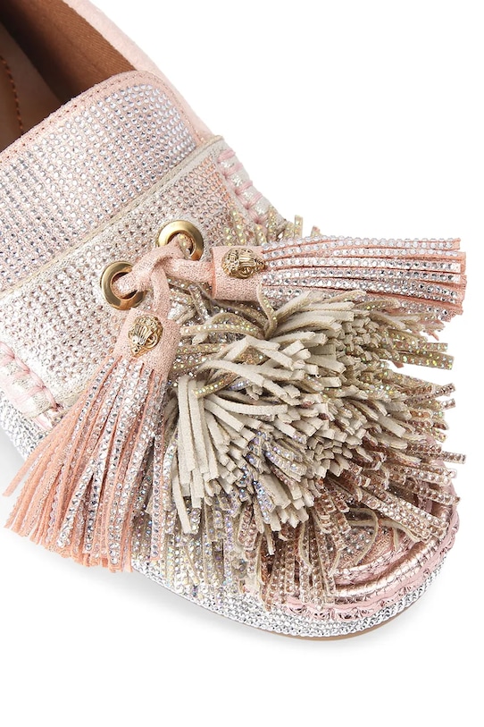 Obuwie Kurt Geiger London mokasyny zamszowe Pom Pom Moccasin 4369565609 srebrny