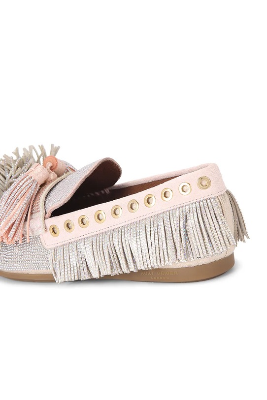 Kurt Geiger London mokasyny zamszowe Pom Pom Moccasin srebrny 4369565609
