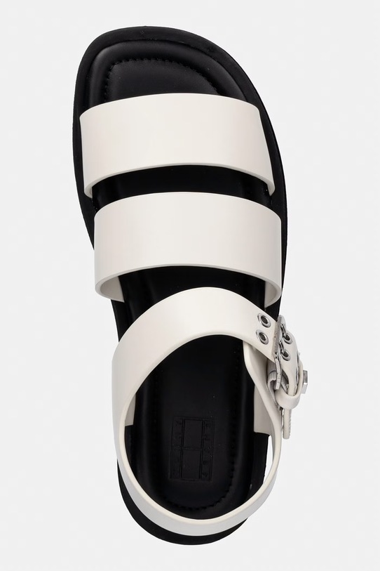 Tommy Jeans sandały damskie skórzane TJW STRAPS LEATHER MAX SANDAL biały EN0EN02944