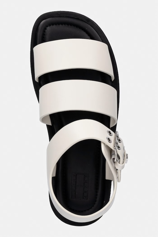 Tommy Jeans sandały damskie skórzane TJW STRAPS LEATHER MAX SANDAL biały EN0EN02944
