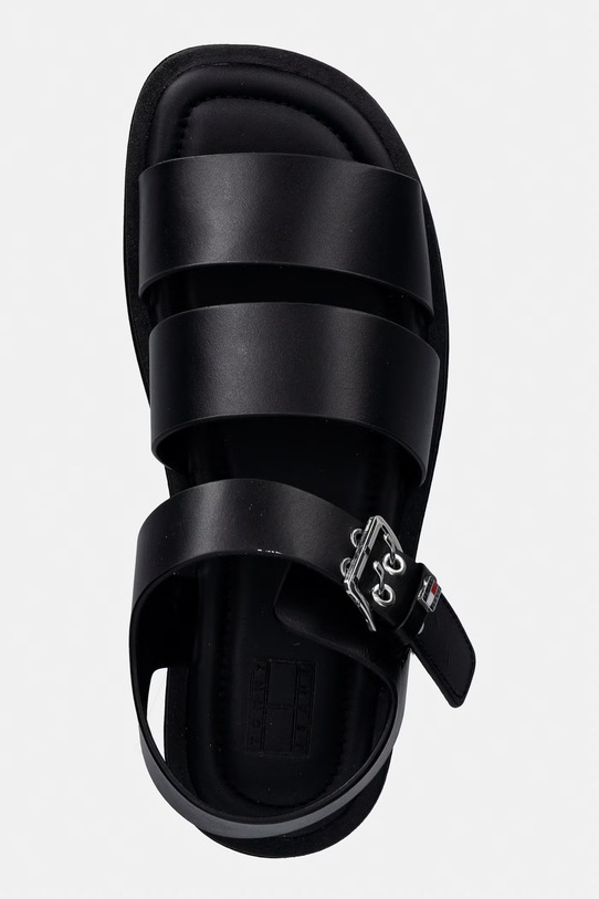 Tommy Jeans sandały damskie skórzane TJW STRAPS LEATHER MAX SANDAL czarny EN0EN02944