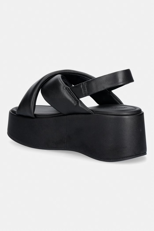 Obutev Tommy Jeans sandali s platformo ženski usnjeni TJW PADDED STRAPS WEDGES EN0EN02946 črna