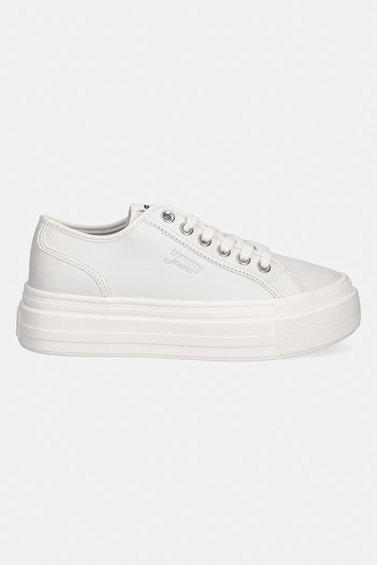 Tommy Jeans TJW FLATFORM SNEAKER LTR tenisówki damskie skórzane EN0EN02964 biały SS26