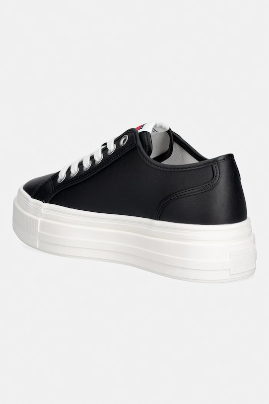 Παπούτσια Tommy Jeans TJW FLATFORM SNEAKER LTR πάνινα sneakers Γυναικεία δερμάτινα EN0EN02964 μαύρο