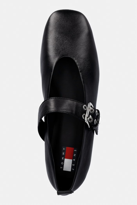 Tommy Jeans baleriny skórzane TJW BALLERINA BUCKLE czarny EN0EN03019