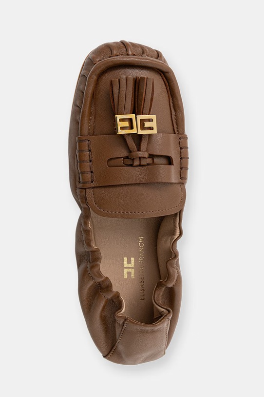 Elisabetta Franchi mokasyny damskie skórzane brązowy SA26M62E2.600